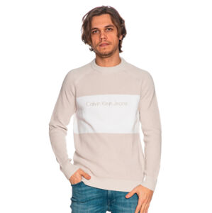 Calvin Klein pánský šedo bílý svetr - L (P06)